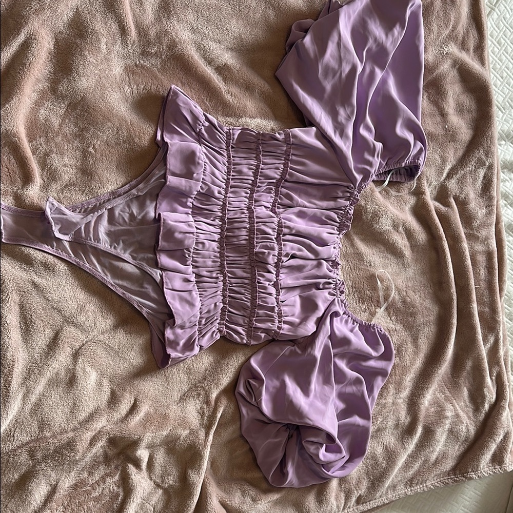 Entro Lilac Off-Shoulder Top with Ruching